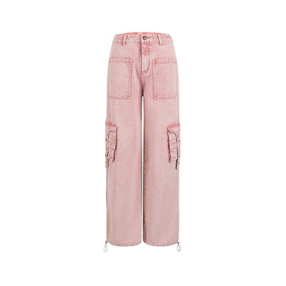 Loose Straight Pants American Cargo Pink Jeans