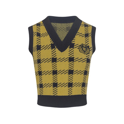 V-Neck College Style Age-Reducing Versatile Short Knitted Vest