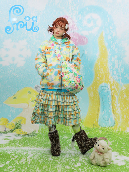 Shop Snow Farm Original house contrast plaid stitching warm childlike and versatile skirt