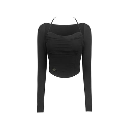 Long sleeve halterneck T-shirt