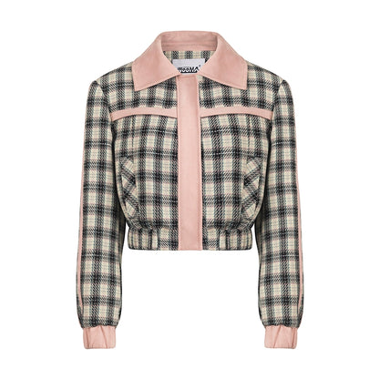 Sweet Cool Versatile Check Jacket Casual Age Reduction Short Jacket