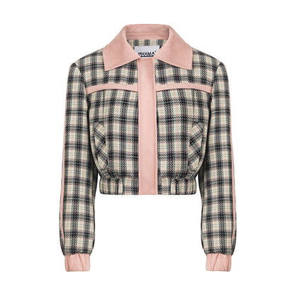 Sweet Cool Versatile Check Jacket Casual Age Reduction Short Jacket