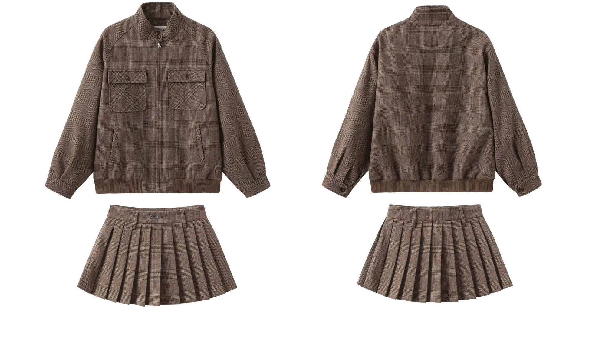 Hip Nerd American retro preppy casual wool jacket skirt set