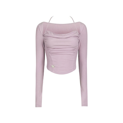 Long sleeve halterneck T-shirt