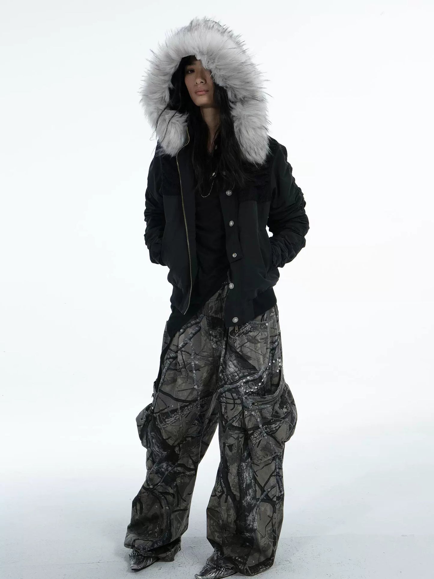 Fall/Winter Original Cropped Cutlass Sleeve Eco-Fur Fleece Fleece Collar Pie Jacket