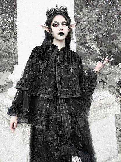 Misty classical gothic heavy industry design sense lace dark velvet