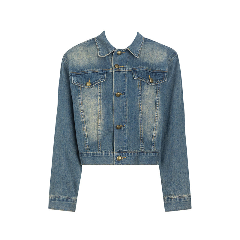 Retro Simple Versatile Cool Sassy Short Blue Denim Jacket