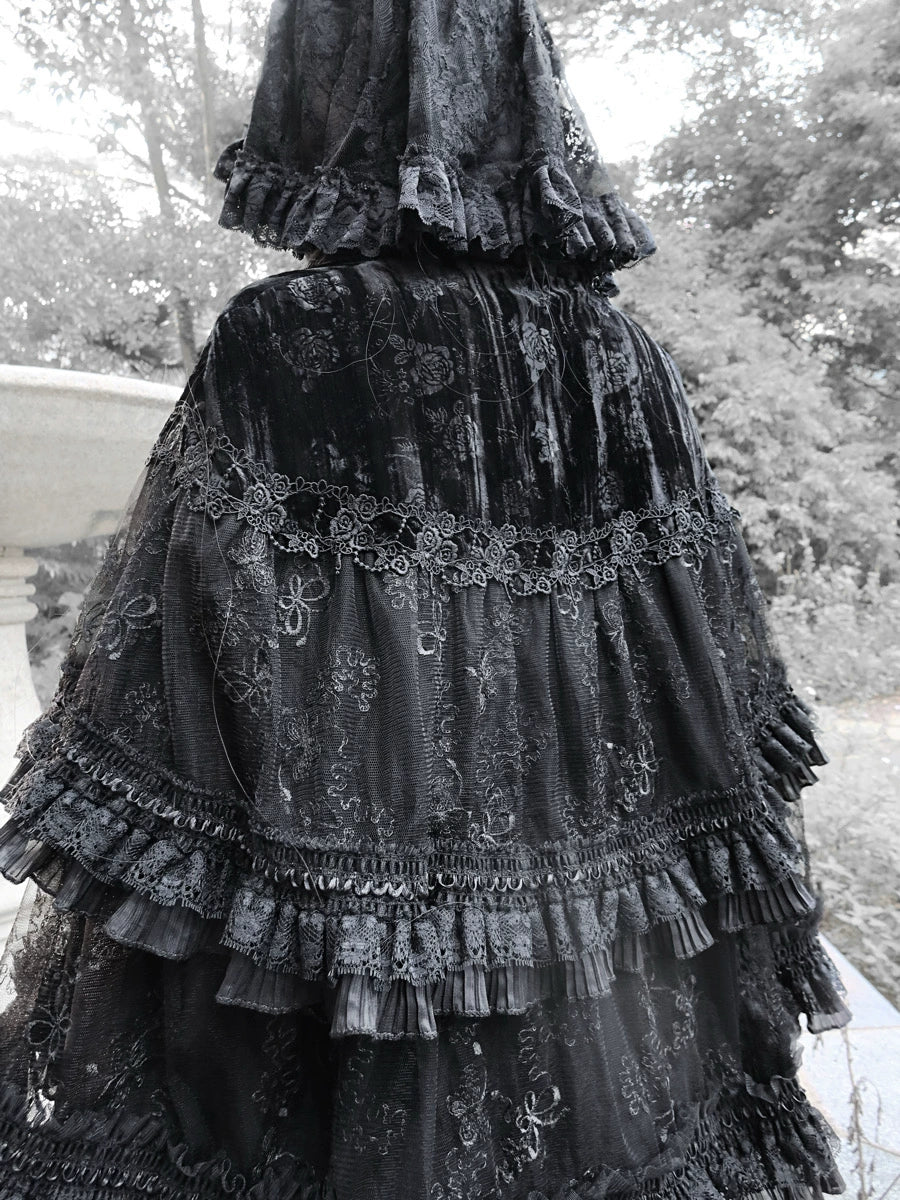 Misty classical gothic heavy industry design sense lace dark velvet