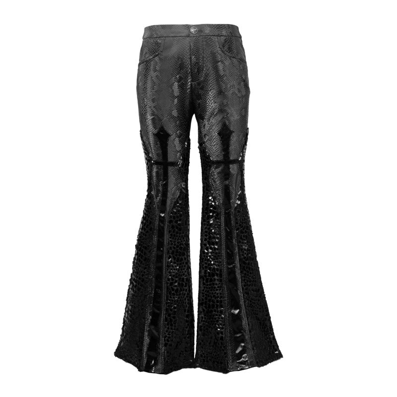 Shadow of the Snake Pupil Patent leather gothic slim thickened low-waisted thin flared trousers