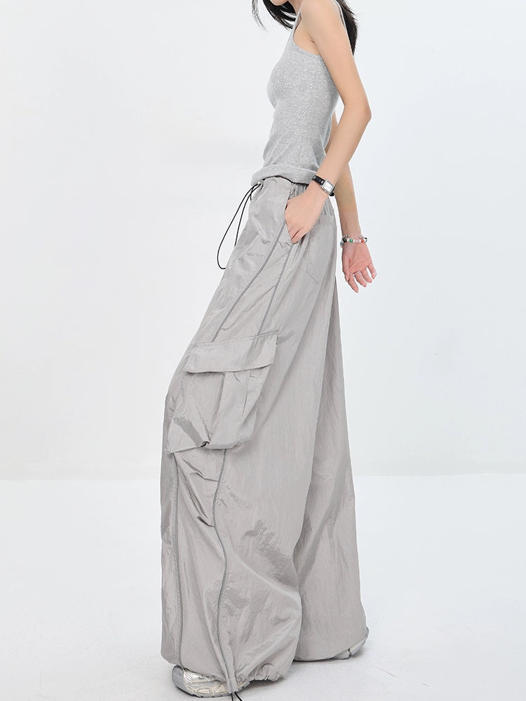 Women's Summer American Jazz Dance Paratrooper Pants  Lightweight Quick-Dry Gray Cargo
