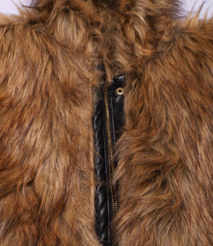 Reversible Fur Hooded Thick Leather Jacket