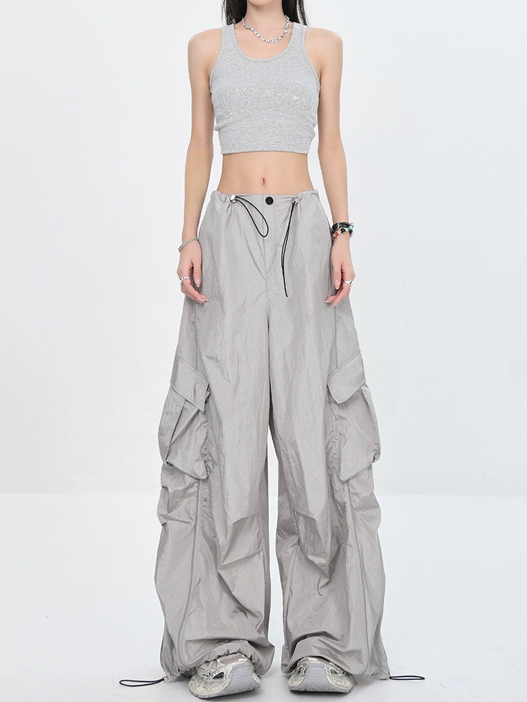 Women's Summer American Jazz Dance Paratrooper Pants  Lightweight Quick-Dry Gray Cargo
