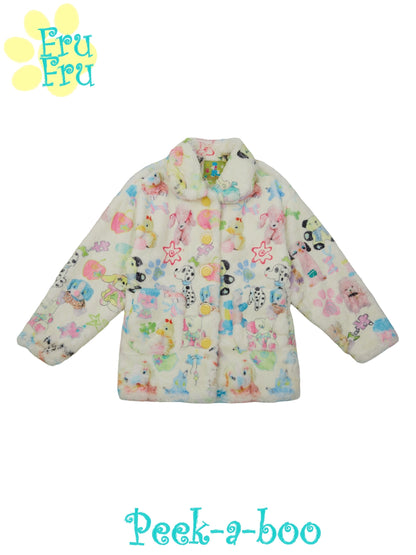 dollhouse series original design custom printed plush autumn and winter warm jacket female