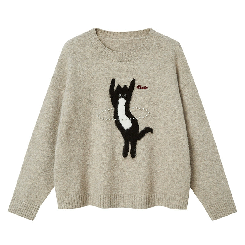 Sport Kitten Laser Beaded Knit Sweater