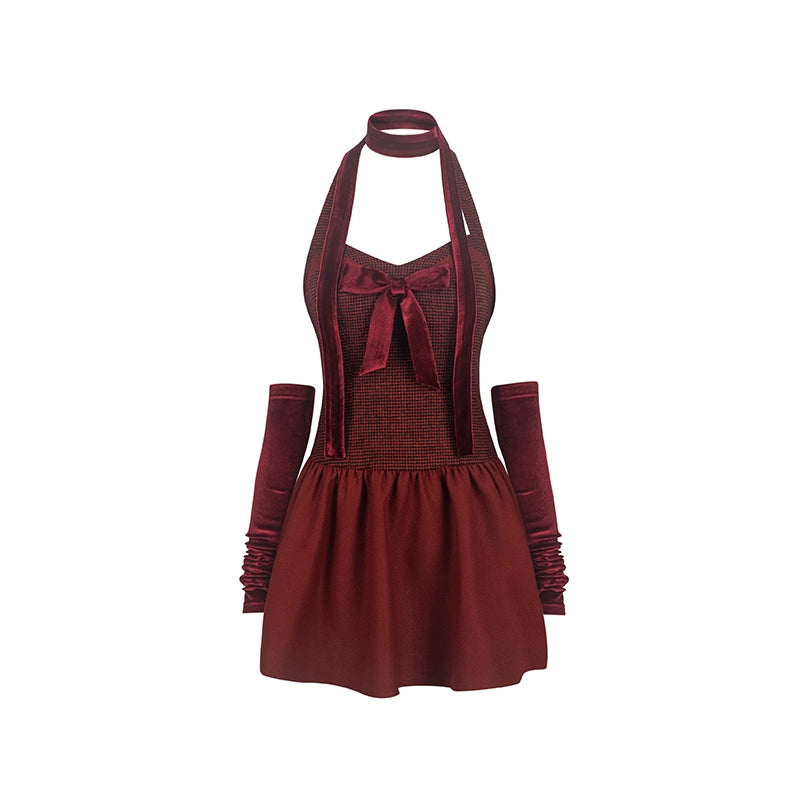 Sweet Girl Halterneck Bow Sweetheart Dress