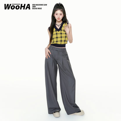 Casual Pants Simple Cool Loose and Versatile Long Wide-leg Suit Pants