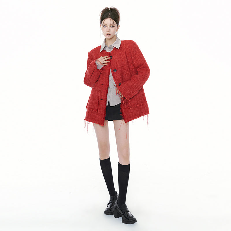 Lady Small Fragrance Wind Raw Fringe Jacket