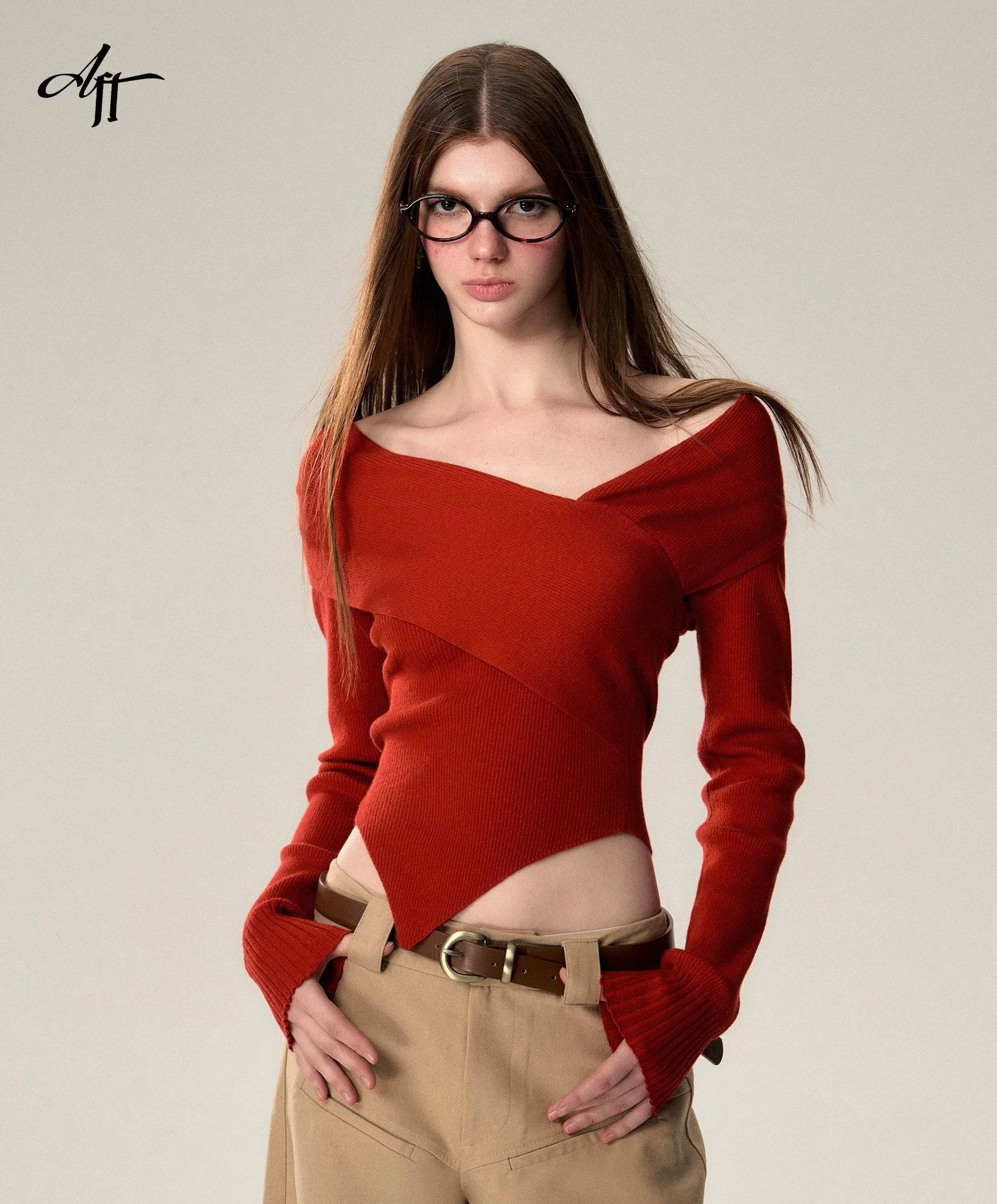 Women's Vintage Red Knit Top