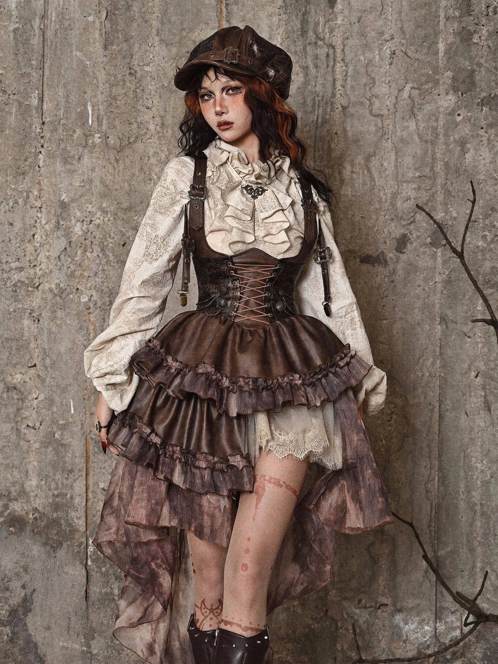 Women's Steampunk Asymmetrical PU Bra Top