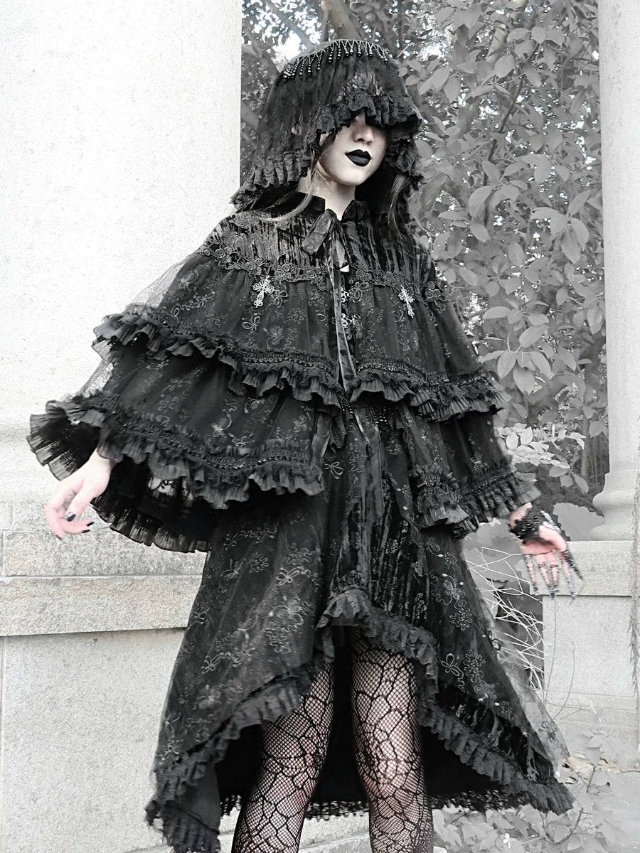 Women's Gothic Lace Dark Velvet Dress