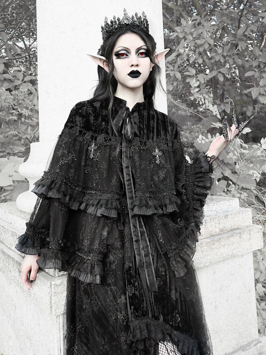 Women's Gothic Lace Dark Velvet Dress