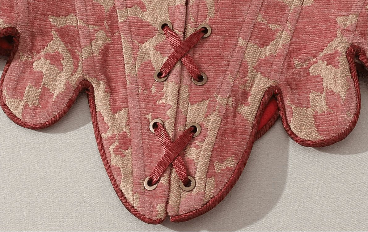 Renaissance Vintage Red Herringbone Corset Engagement Gown