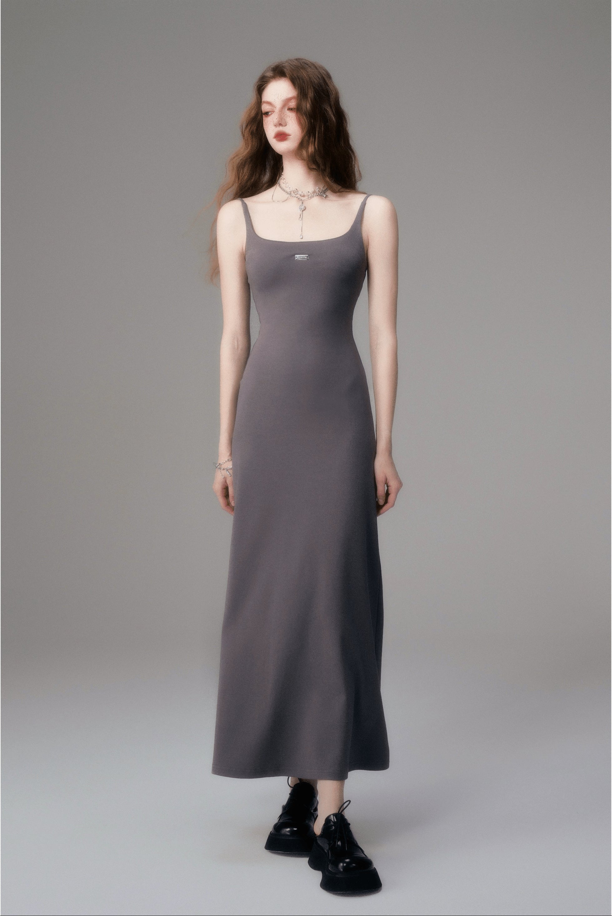 Women's Long Cotton Knitted Slip Dress (Relaxed Fit)