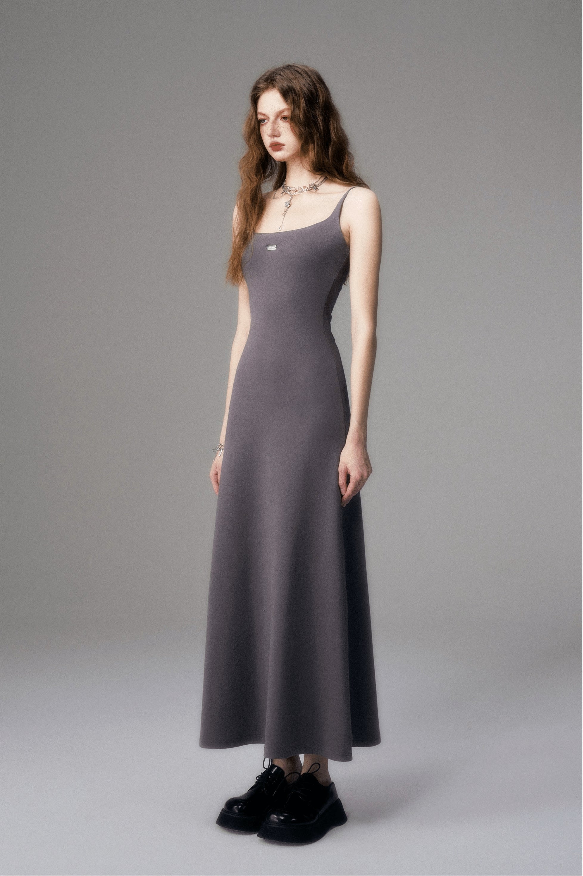 Women's Long Cotton Knitted Slip Dress (Relaxed Fit)