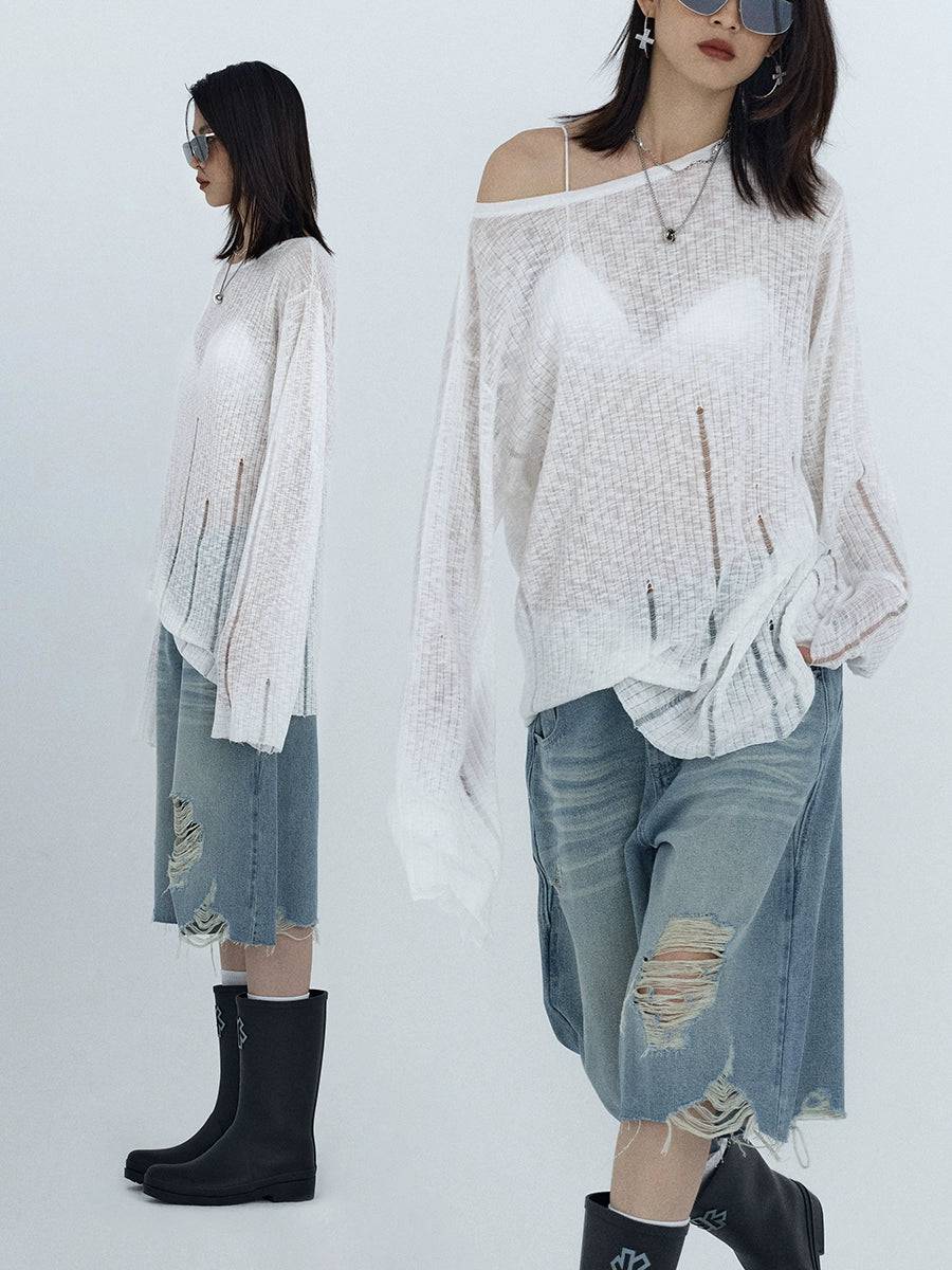 Women's Cut-Out Loose Knit Spring Blouse