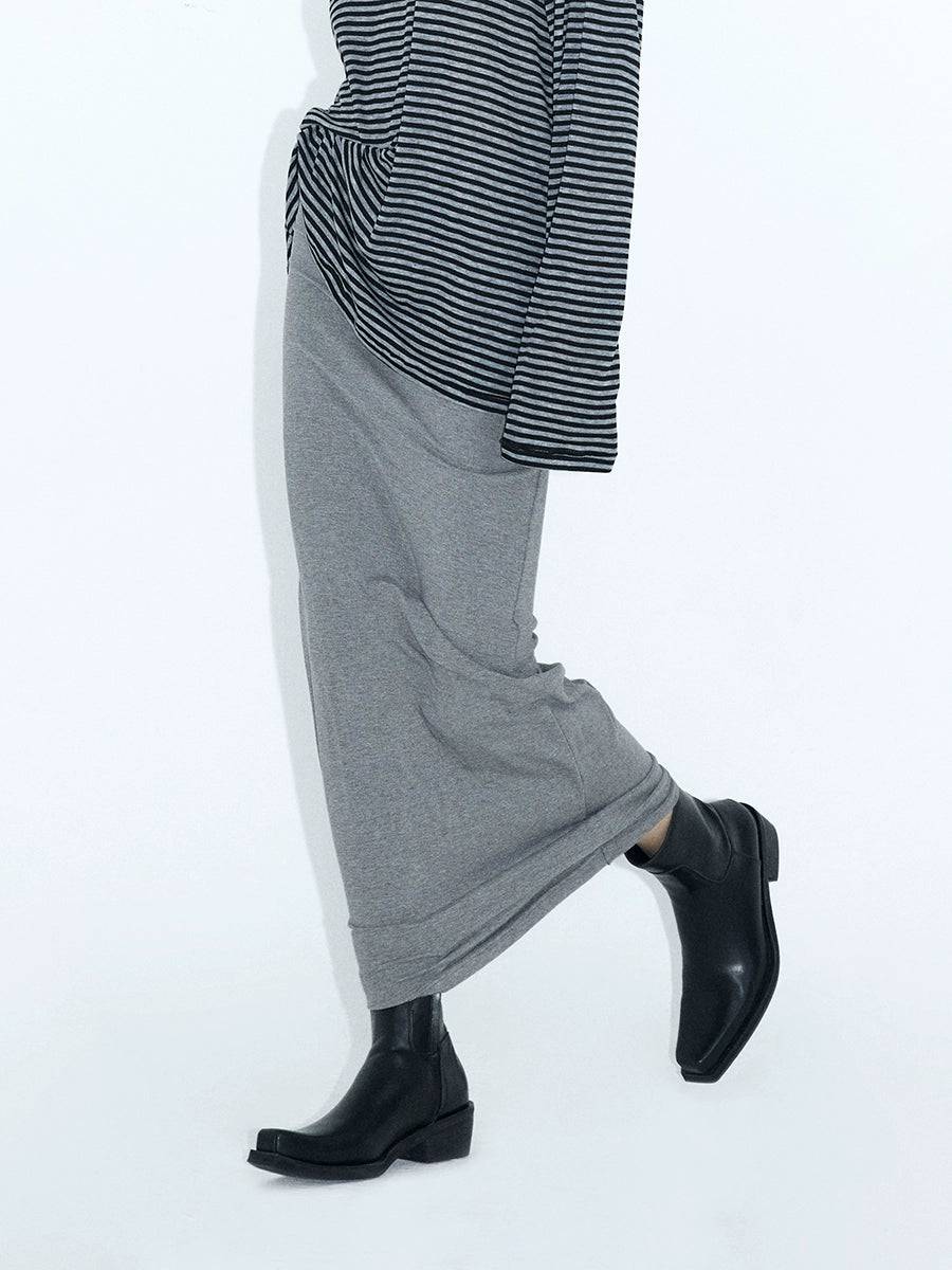 Women's Elastic Waist Draped Knit Maxi Skirt