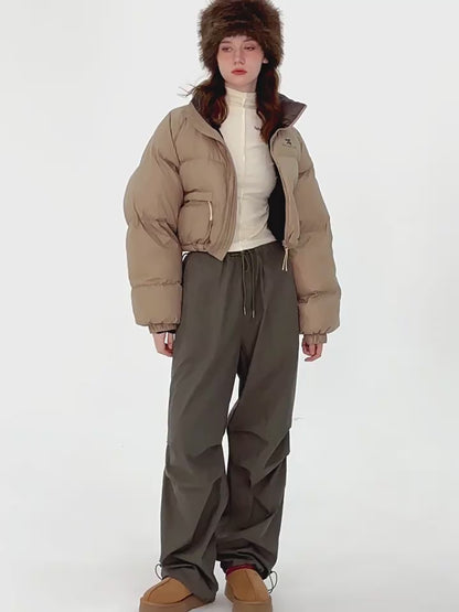Women's Vintage Stand Collar Quilted Cotton Thick Short Coat