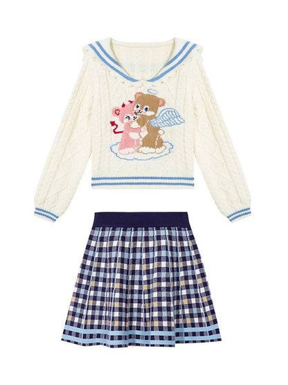 Classic Autumn Sailor Outfit – Vintage-Inspired Dress with Peach Heart
