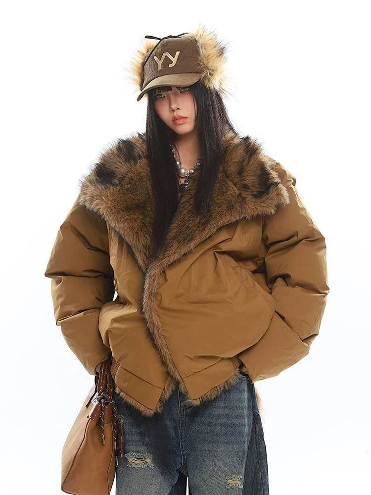 Women's Loose Retro Thick Wool Collar Jacket