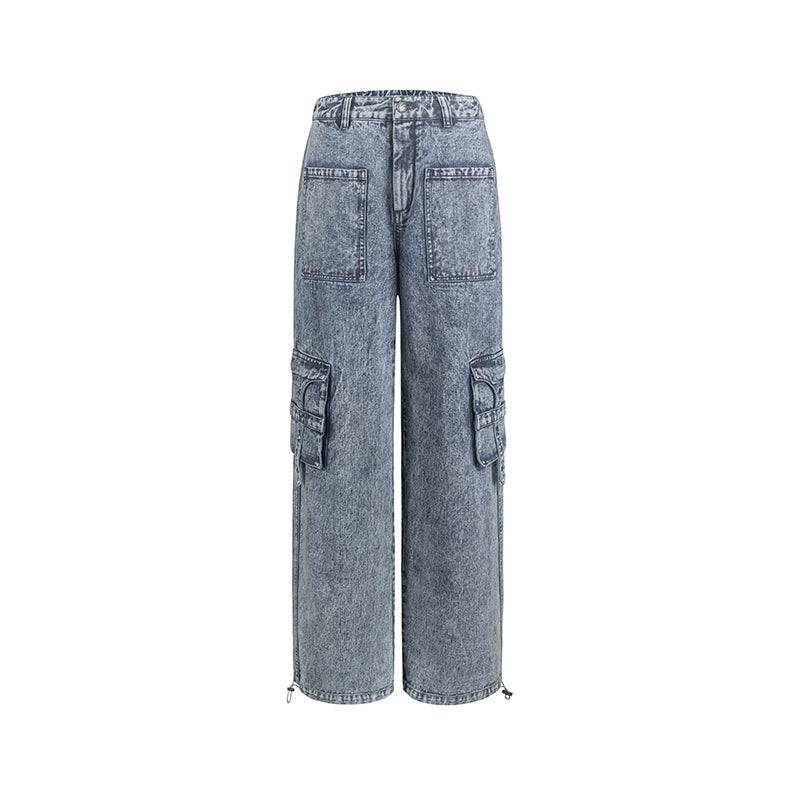 Women's Loose Straight Utility Cargo Pink Jeans